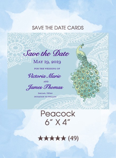 Peacock Save the Date Cards