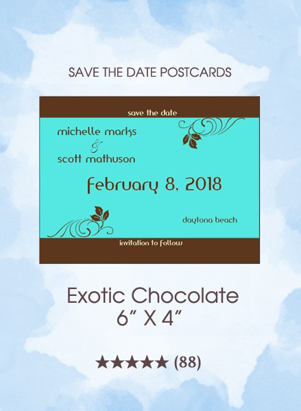 Exotic Chocolate Save the Date Postcards