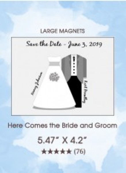 Here Comes the Bride and Groom Large Magnets