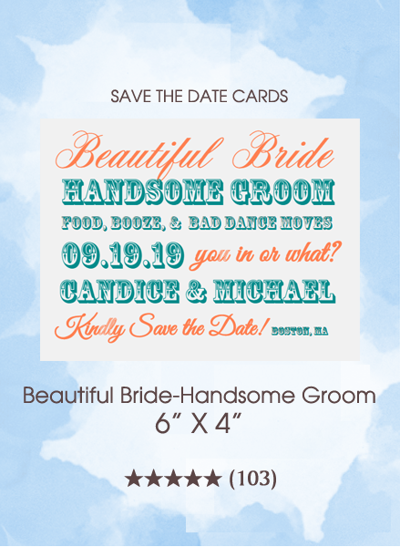 Beautiful Bride-Handsome Groom Save the Date Cards