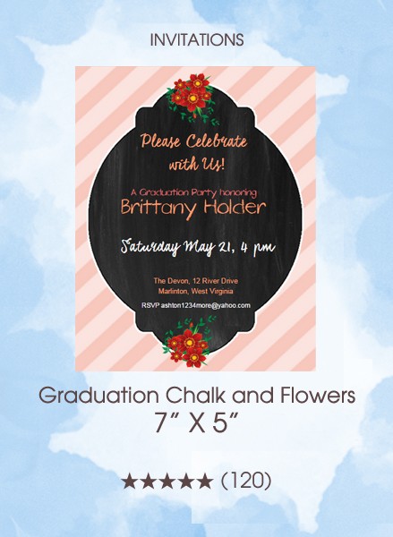 Invitations - Graduation Chalk and Flowers