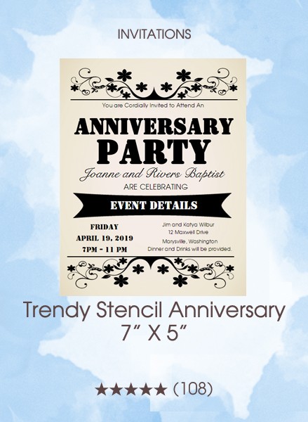 Invitations - Trendy Stencil Anniversary