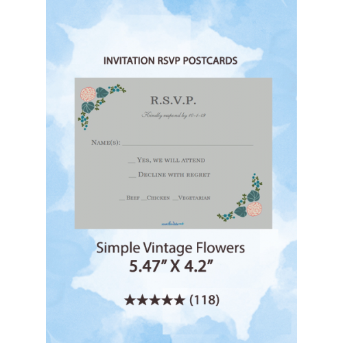 Simple Vintage Flowers - RSVP Postcards