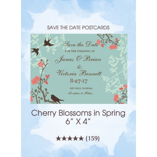 Cherry Blossoms in Spring Save the Date Postcards