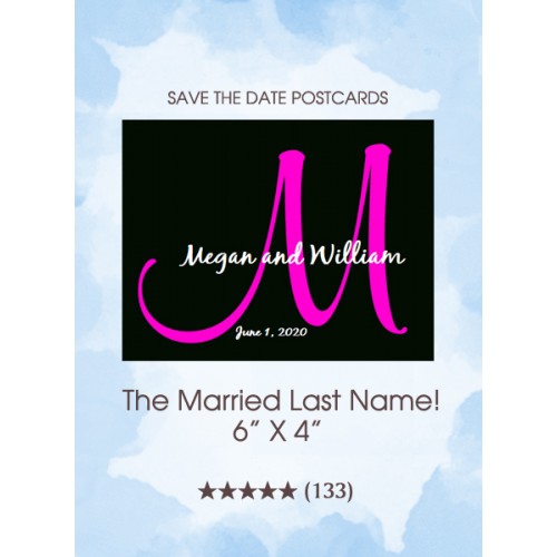 The Married Last Name Monogram Save the Date Postcards