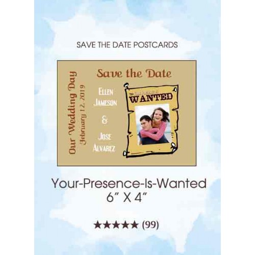 Your-Presence-Is-Wanted Save the Date Postcards