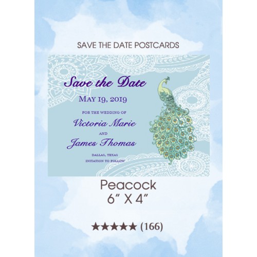 Peacock Save the Date Postcards