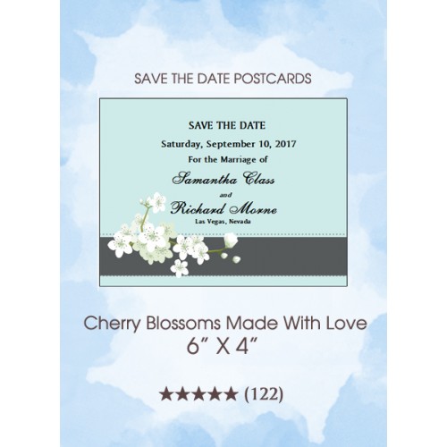 Cherry Blossoms Made With Love Save the Date Postcards