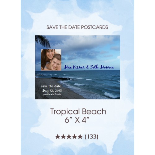 Tropical Beach Save the Date Postcards