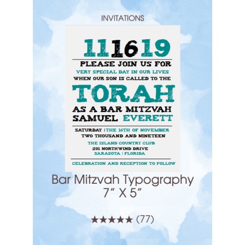 Invitations - Bar Mitzvah Typography