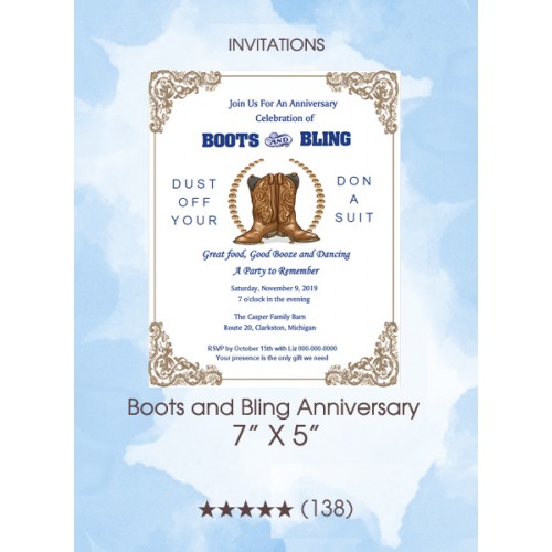 Invitations - Boots and Bling Anniversary