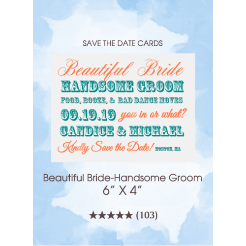 Beautiful Bride-Handsome Groom Save the Date Cards