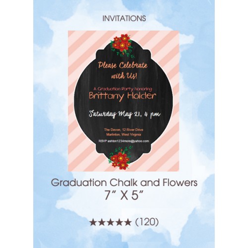Invitations - Graduation Chalk and Flowers