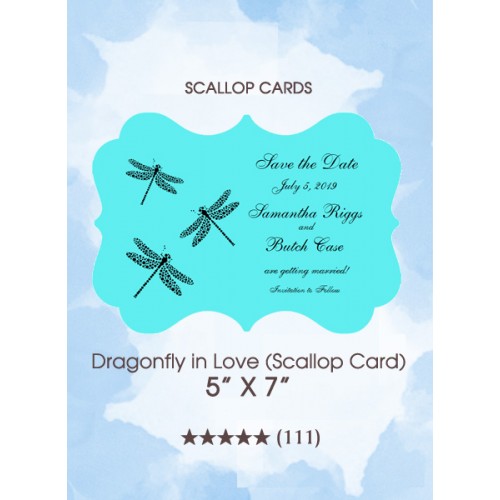 Save the Dates - Dragonfly in Love (Scallop Card)