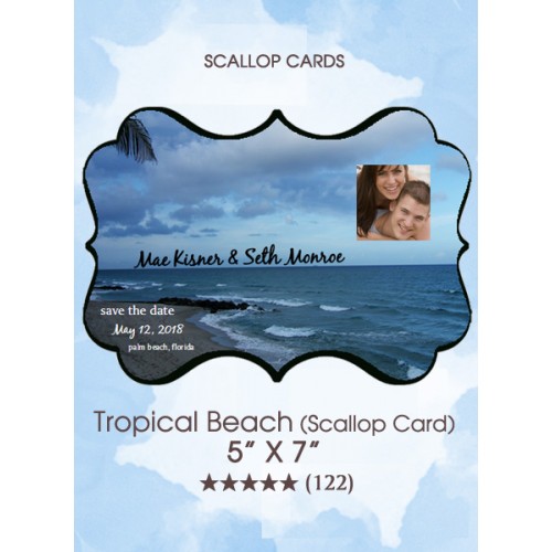 Save the Dates - Tropical Beach (Scallop Card